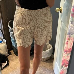 Pink and White lace Cartonnier for Anthropologie shorts